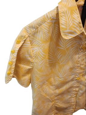 Yellow Palm-Print Short Sleeve Shirt - American Sweetheart. XL